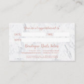 Modern elegant roos gouden scripttekenmarmer afsprakenkaartje (Achterkant)