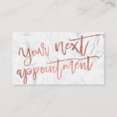 Modern elegant roos gouden scripttekenmarmer afsprakenkaartje (Voorkant)