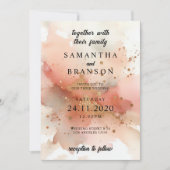 Modern Elegant Roos Gouden Waterverf Bruiloft Kaart (Voorkant)