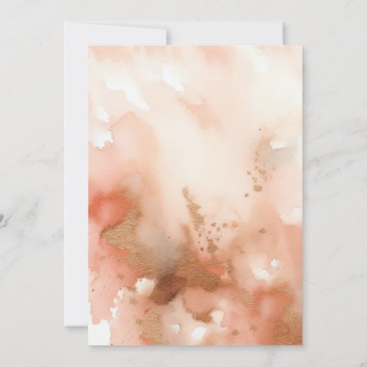 Modern Elegant Roos Gouden Waterverf Bruiloft Kaart (Achterkant)