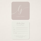 Modern Elegant Roos Roze Ivoor Cadeaubon Vierkante Visitekaartjes (Voorkant /achterkant)