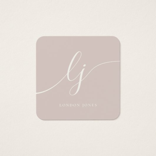 Modern Elegant Roos Roze Ivoor Cadeaubon Vierkante Visitekaartjes (Voorkant)