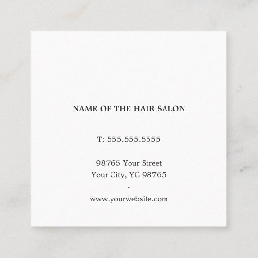 Modern Elegant Roos White Hairdresser Vierkante Visitekaartje (Achterkant)