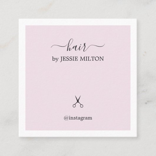 Modern Elegant Roos White Hairdresser Vierkante Visitekaartje (Voorkant)