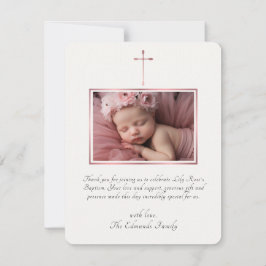 Modern Elegant Rose Gold Baptism  Bedankkaart