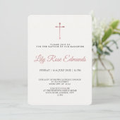 Modern Elegant Rose Gold & Blk Baptism  Kaart (Staand voorkant)