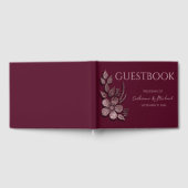 Modern Elegant Rose Gold Glitter Floral & Burgundy Gastenboek (Volledig)