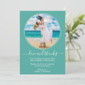 Modern Elegant Round Photo Lijst Blauwgroen bruilo Bedankkaart (Staand voorkant)