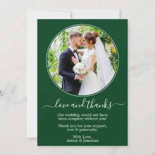 Modern Elegant Round Photo Lijst Green Wedding Bedankkaart
