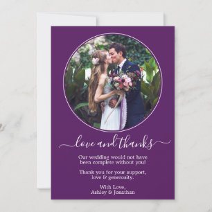 Modern Elegant Round Photo Lijst Paars Wedding Bedankkaart