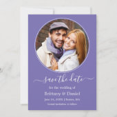 Modern Elegant Round Photo Lijst Periwinkle Save The Date (Voorkant)