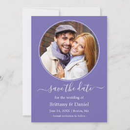Modern Elegant Round Photo Lijst Periwinkle Save The Date