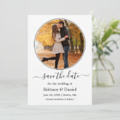 Modern Elegant Round Photo Lijst Save The Date (Staand voorkant)