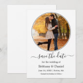 Modern Elegant Round Photo Lijst Save The Date (Voorkant / Achterkant)