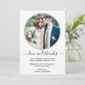 Modern Elegant Round Photo Lijst Wedding Bedankkaart (Staand voorkant)