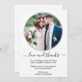 Modern Elegant Round Photo Lijst Wedding Bedankkaart (Voorkant / Achterkant)