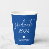 Modern Elegant Royal Blue Afstuderen 2024 Afstuder Papieren Bekers (Voorkant)