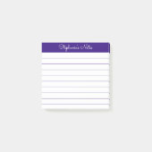 Modern Elegant Royal Purple Personalized Lined Post-it® Notes (Voorkant)