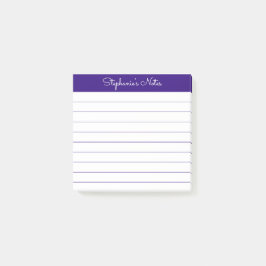 Modern Elegant Royal Purple Personalized Lined Post-it® Notes