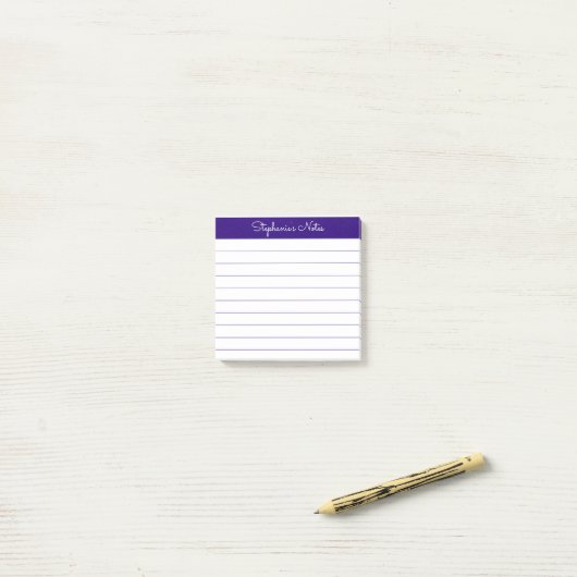 Modern Elegant Royal Purple Personalized Lined Post-it® Notes (Op bureau)