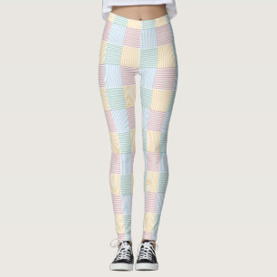 Modern Elegant Roze Blauw Groen Geel Wit Leggings