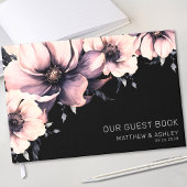 Modern Elegant Roze Bloemen Bruiloft Gastenboek
