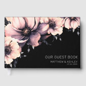Modern Elegant Roze Bloemen Bruiloft Gastenboek (Voorkant)