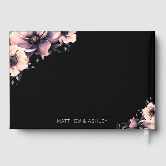 Modern Elegant Roze Bloemen Bruiloft Gastenboek (Achterkant)
