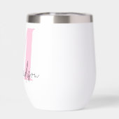 Modern Elegant Roze Bloemen Initiaal Naam Monogram (Achterkant)