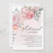 Modern Elegant Roze Blush Bloemen repetitie diner Kaart (Voorkant)