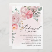 Modern Elegant Roze Blush Bloemen repetitie diner Kaart (Voorkant / Achterkant)