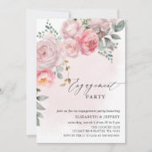 Modern Elegant Roze Blush Bloemen Verlovingsfeest Kaart (Voorkant)