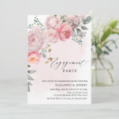 Modern Elegant Roze Blush Bloemen Verlovingsfeest Kaart (Staand voorkant)