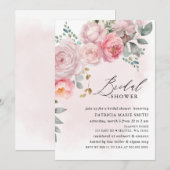 Modern Elegant Roze Blush Bloemen Vrijgezellenfees Kaart (Voorkant / Achterkant)