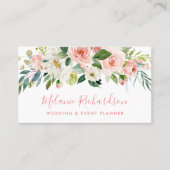 Modern Elegant Roze Blush Greenery Floral Visitekaartje (Voorkant)