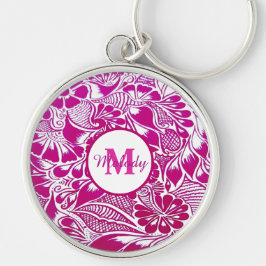 Modern Elegant Roze Botanische Bloemen Mehndi Henn Sleutelhanger