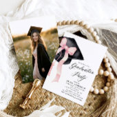 Modern Elegant Roze Bow Graduation Cap Afstuderen Kaart