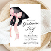 Modern Elegant Roze Bow Graduation Cap Afstuderen Kaart