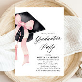 Modern Elegant Roze Bow Graduation Cap Afstuderen Kaart