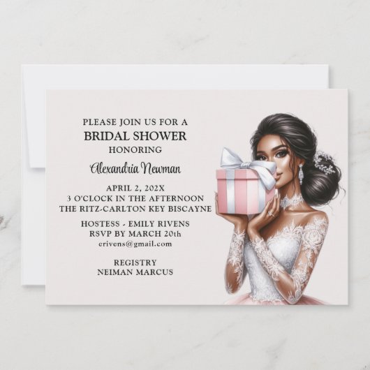 Modern Elegant Roze Bruid om Vrijgezellenfeest te  Kaart (Voorkant)