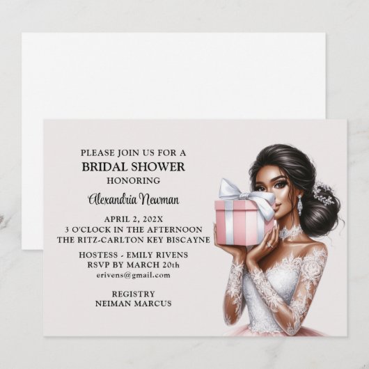 Modern Elegant Roze Bruid om Vrijgezellenfeest te Kaart (Voorkant / Achterkant)