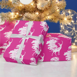 Modern Elegant Roze Deer Country Toile Cadeaupapier