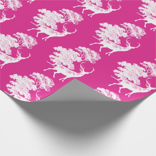 Modern Elegant Roze Deer Country Toile Cadeaupapier (Hoek)