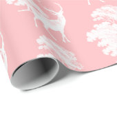 Modern Elegant Roze Deer Country Toile Cadeaupapier (Rol Hoek)