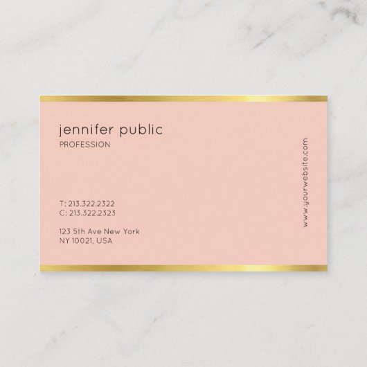 Modern elegant roze en gouden handschrift visitekaartje (Achterkant)