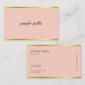 Modern elegant roze en gouden handschrift visitekaartje (Voorkant / Achterkant)