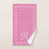 Modern elegant roze en wit monogram bad handdoek (Handdoek)