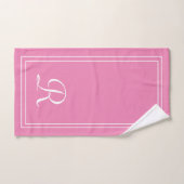 Modern elegant roze en wit monogram bad handdoek (Handdoek)