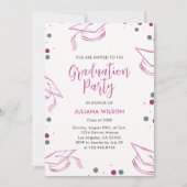 Modern Elegant Roze en Zilver Graduation Party Kaart (Voorkant)