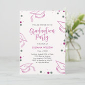 Modern Elegant Roze en Zilver Graduation Party Kaart (Staand voorkant)